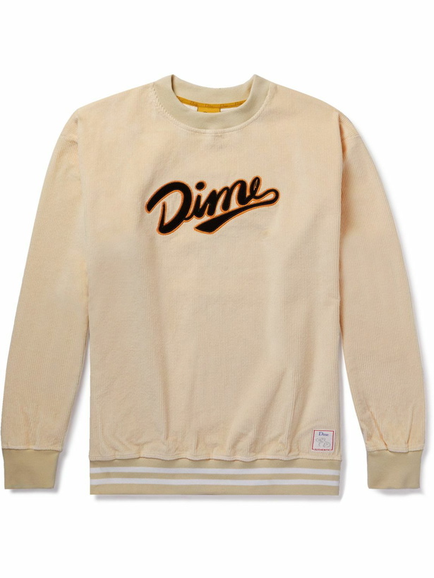 Photo: DIME - Team Logo-Appliquéd Cotton-Corduroy Sweatshirt - Neutrals