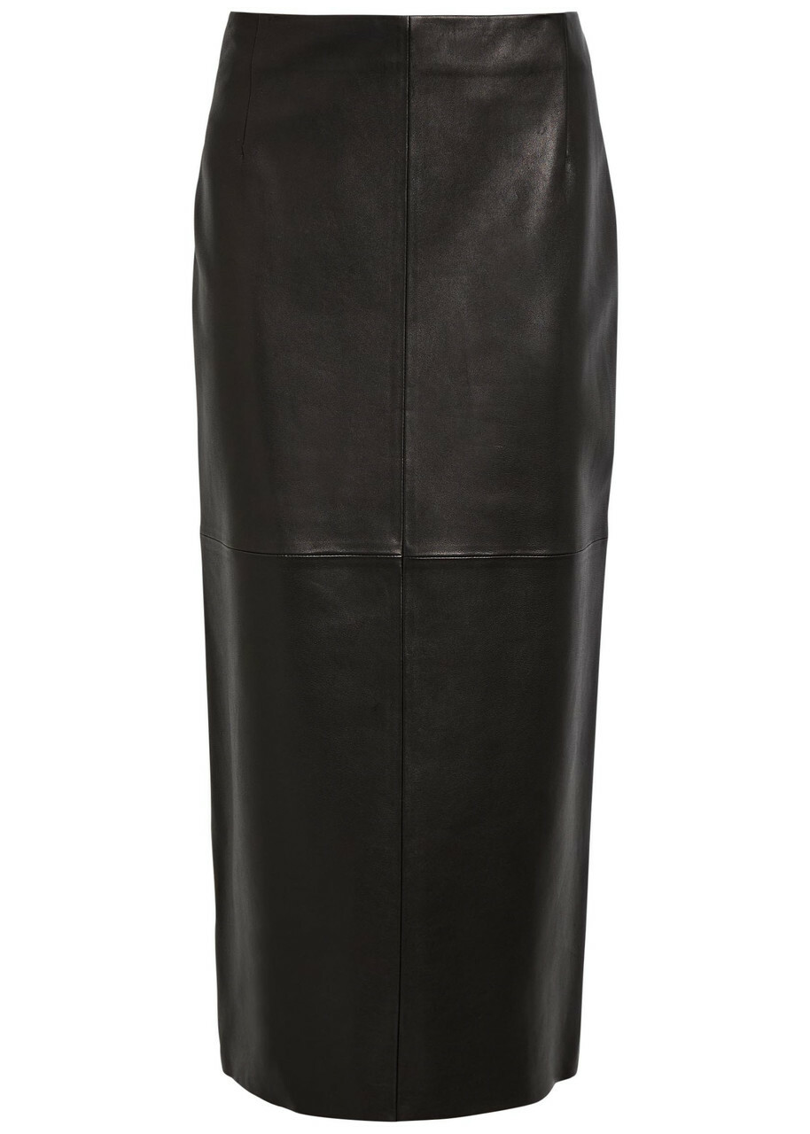 Nour Hammour Selly Suede Midi Skirt Black