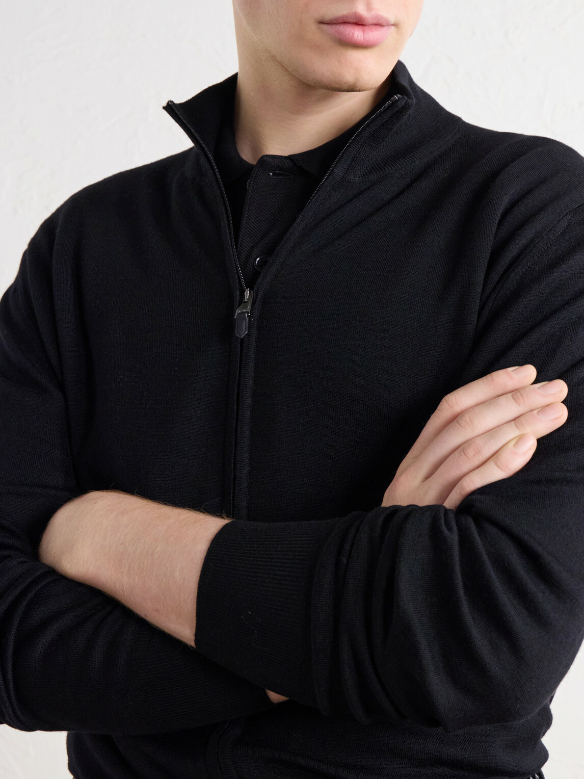 Canali - Wool Zip-Up Sweater - Black