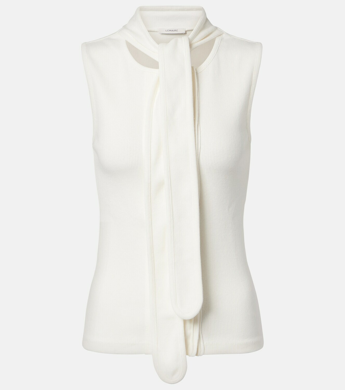 Lemaire Scarf-detail cotton and linen jersey top