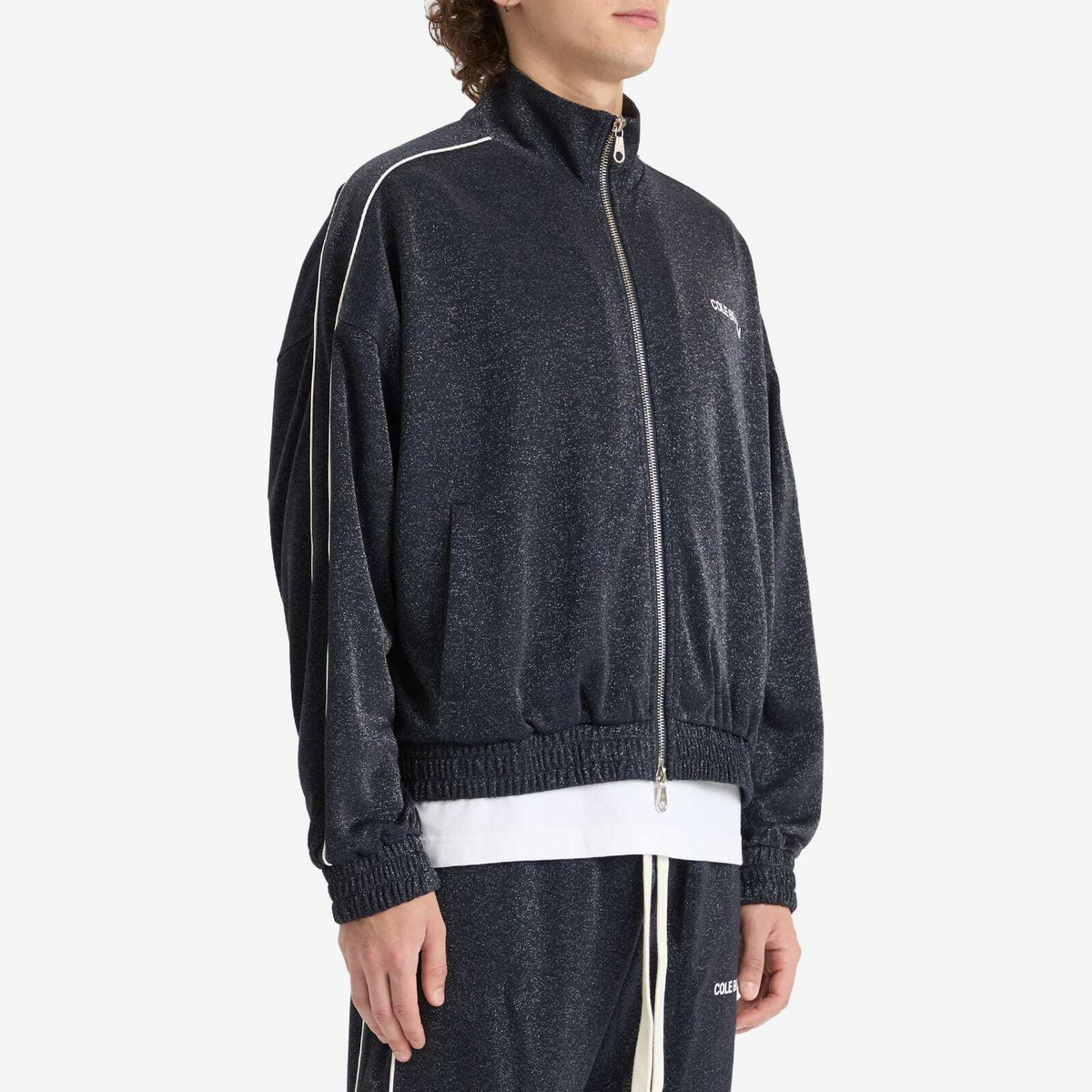 Cole Buxton Men's Glitter Piped Track Jacket in Navy