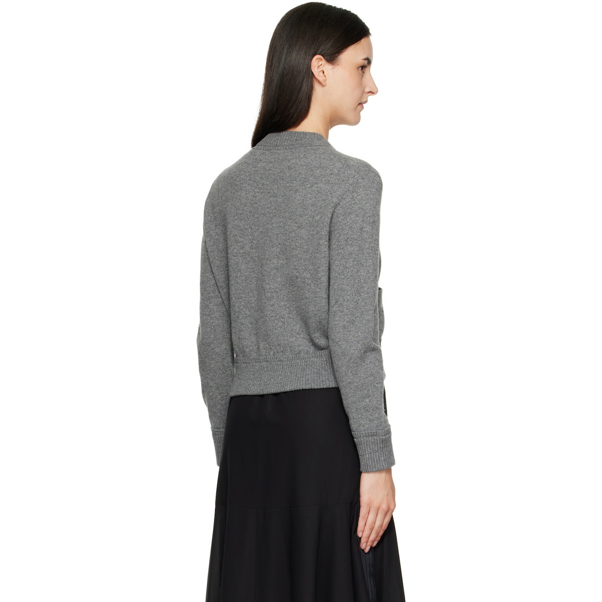 sacai Gray Wool Knit Cardigan