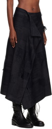 Y's Black O-Wrap-Like Flare Maxi Skirt