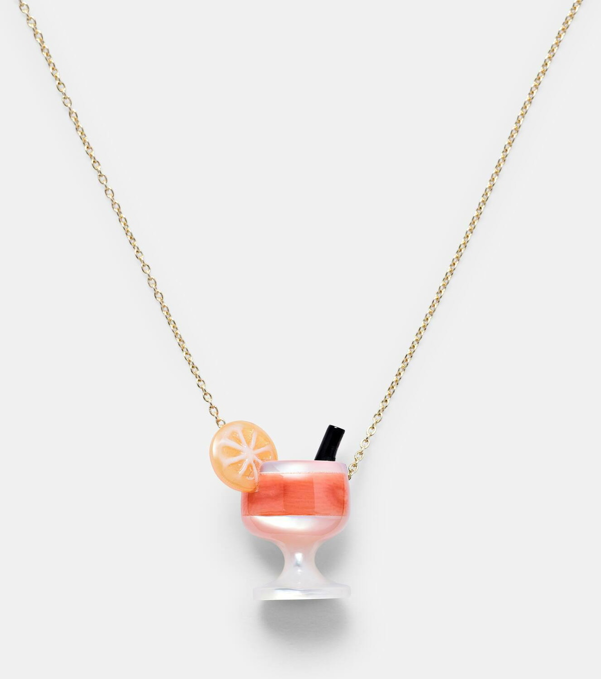 Aliita Cocktail 9kt charm necklace with mother of pearl and coral