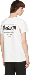 Alexander McQueen White Cut-Out Graffiti T-Shirt