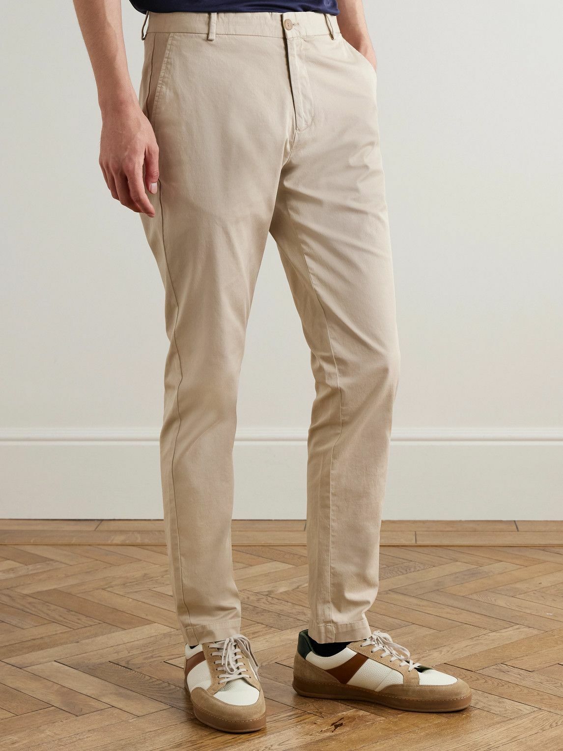 Sunspel - Straight-Leg Garment-Dyed Cotton-Blend Twill Chinos - Neutrals