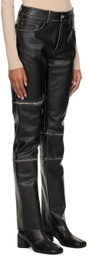 MM6 Maison Margiela Black Paneled Leather Pants