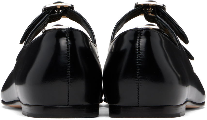 Sandy Liang SSENSE Exclusive Black MJ Double Strap Ballerina Flats