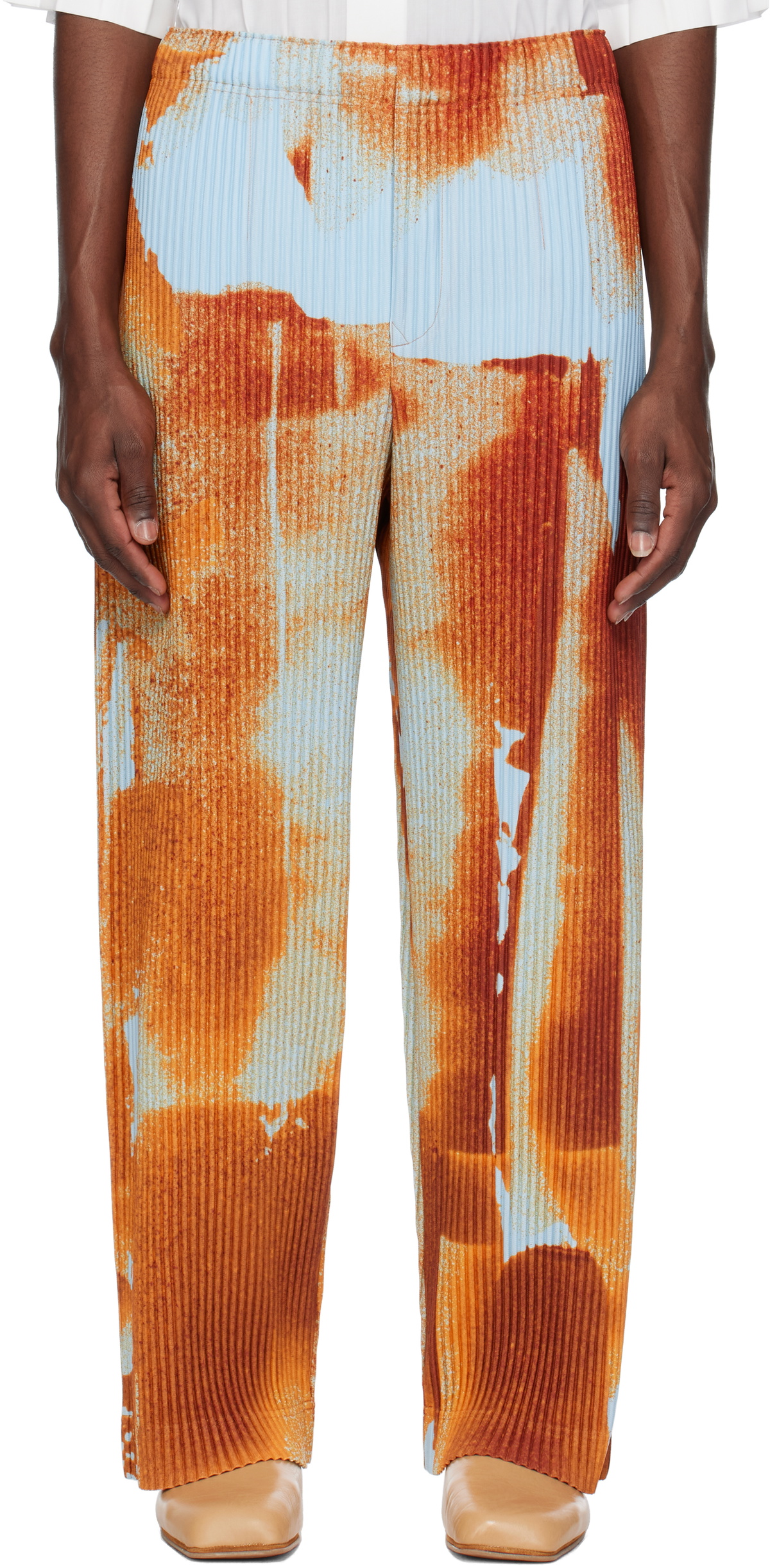 HOMME PLISSÉ ISSEY MIYAKE Orange & Blue Wind Walk Trousers Homme