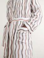 Frescobol Carioca - La Marzocco Striped Belted Tencel® and Linen-Blend Pyjamas - Neutrals