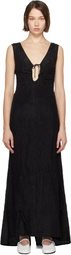 Silk Laundry Black Crinkle Peek-A-Boo Maxi Dress