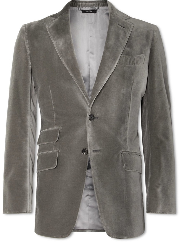 Photo: TOM FORD - O'Connor Slim-Fit Cotton-Velvet Blazer - Gray