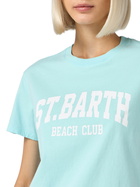 MC2 Saint Barth Woman Cotton Jersey Crewneck T-shirt Emilie With St. Barth Beach Club Print