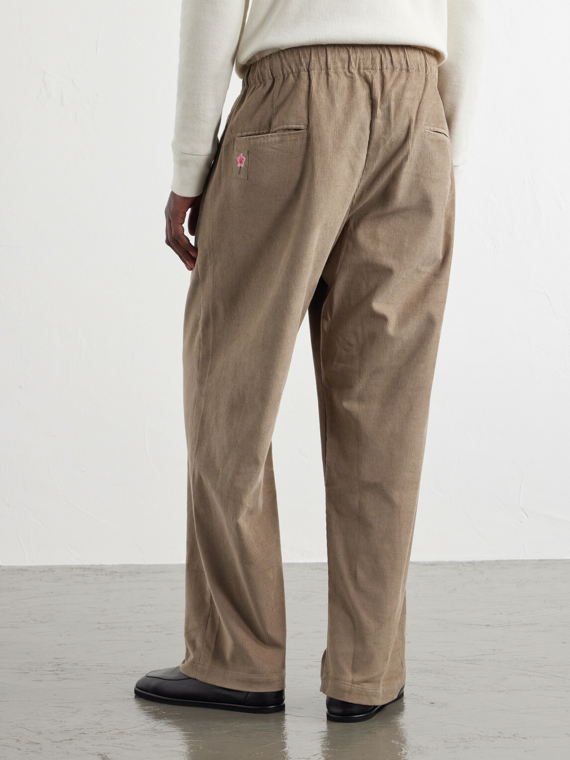 Kardo - Taka Straight-Leg Emrboidered Cotton-Corduroy Trousers - Neutrals
