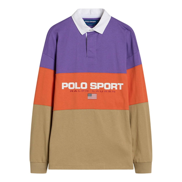 Photo: Polo Ralph Lauren Men's Polo Sport Rugby Shirt in Purple Lilac Multi