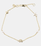 Sydney Evan Shells 14kt gold chain bracelet with diamonds and freshwater pearls