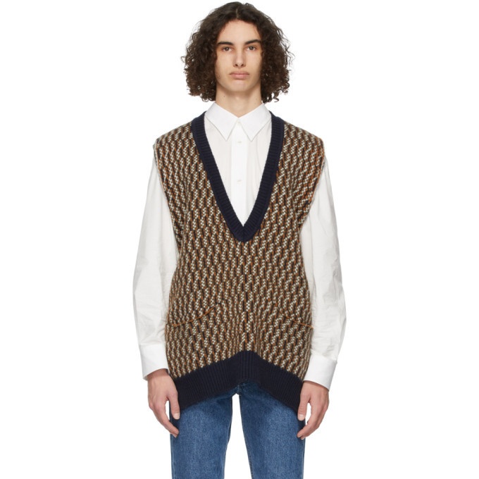 Photo: Maison Kitsune Multicolor Jacquard Pullover Sweater Vest
