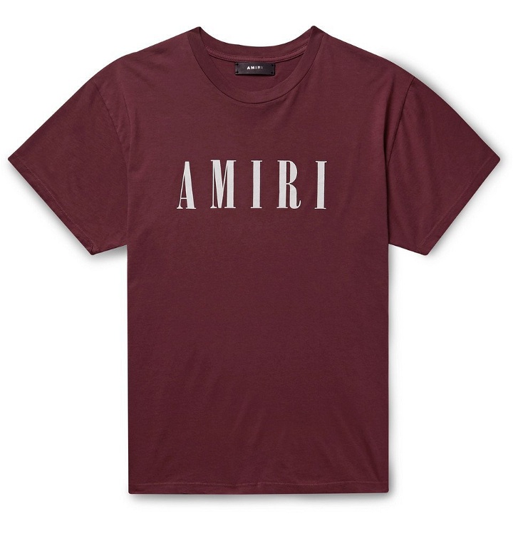 Photo: AMIRI - Logo-Print Cotton-Jersey T-Shirt - Burgundy