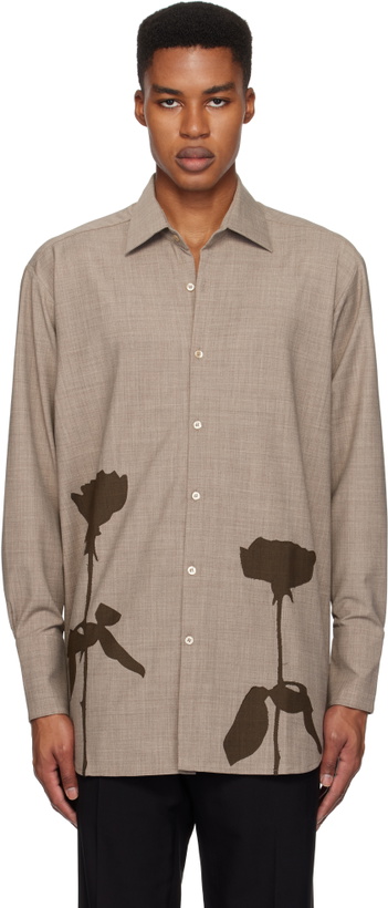 Photo: Ludovic de Saint Sernin Beige & Brown Go To Flower Shirt