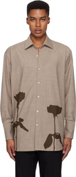 Ludovic de Saint Sernin Beige & Brown Go To Flower Shirt