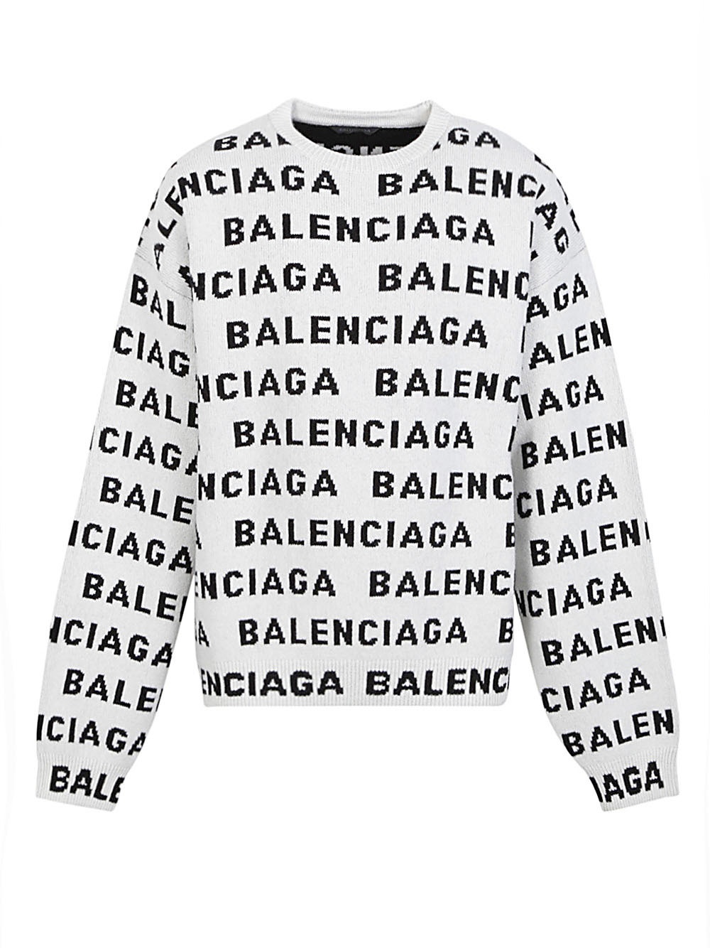 Photo: BALENCIAGA - Allover Logo Wool Crewneck Jumper