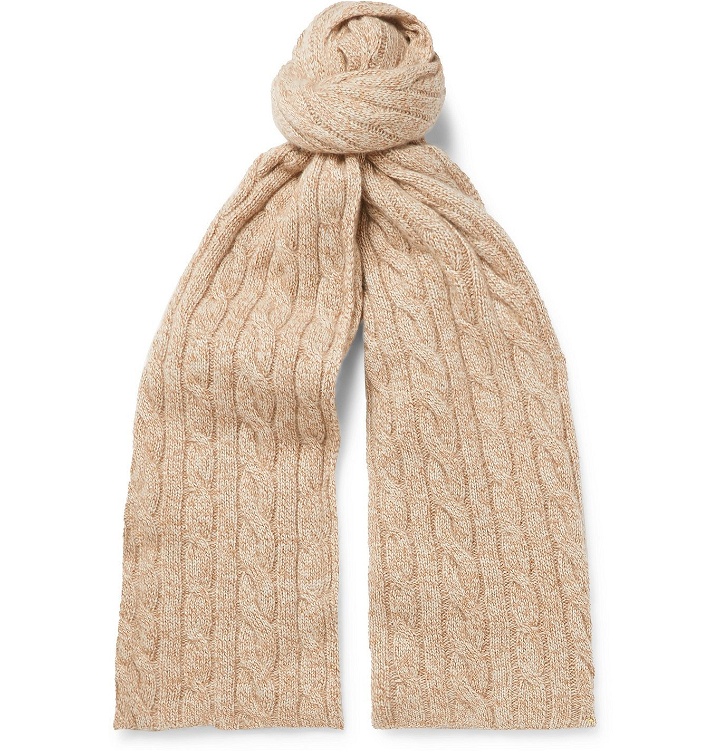 Photo: Loro Piana - Cable-Knit Mélange Cashmere Scarf - Brown