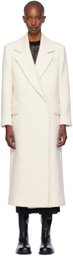 BOSS Off-White Bouclé-Tweed Slim-Fitting Coat