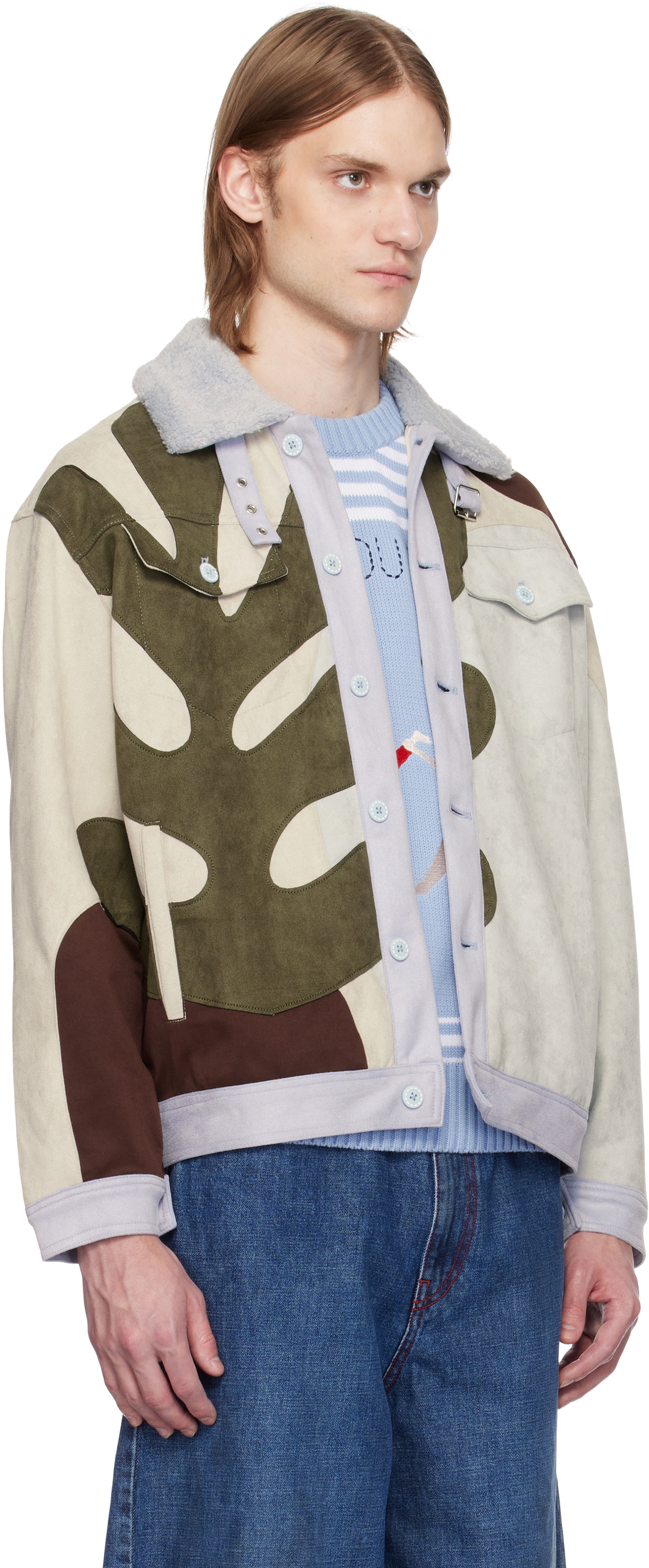 KidSuper Multicolor Suede Floral Patchwork Jacket