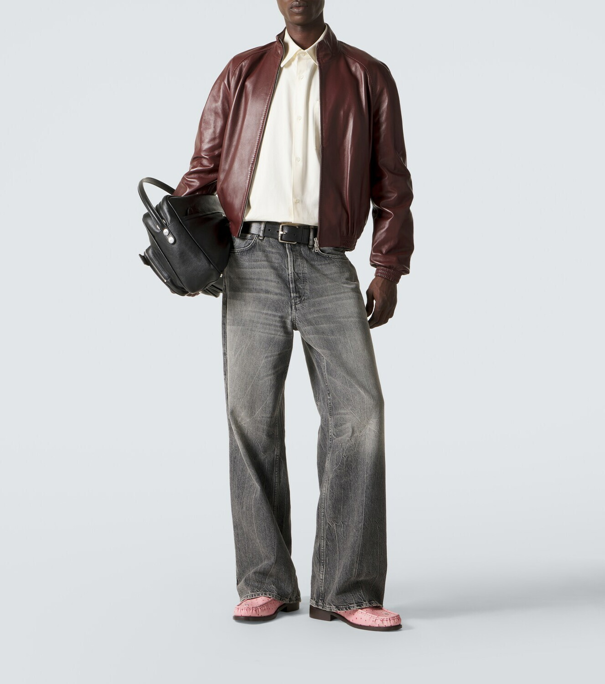 Acne Studios Ostrich-effect leather loafers