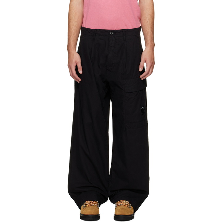Photo: C.P. Company Black Micro-Reps Boxy Pleats Cargo Pants