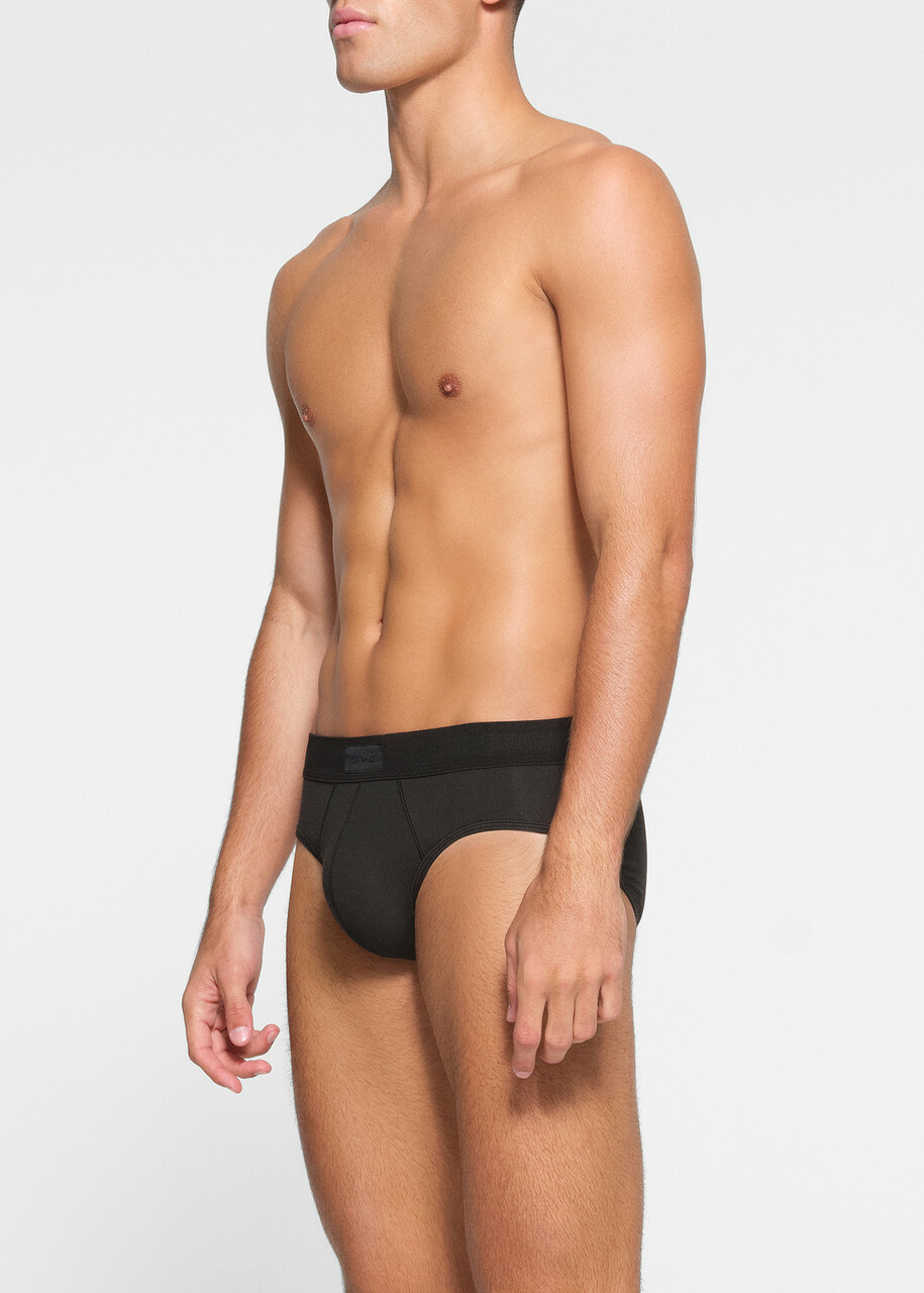 Skims Cotton-blend Briefs set of Three Black