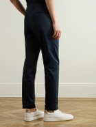 De Petrillo - Straight-Leg Pleated Stretch Cotton-Twill Trousers - Blue