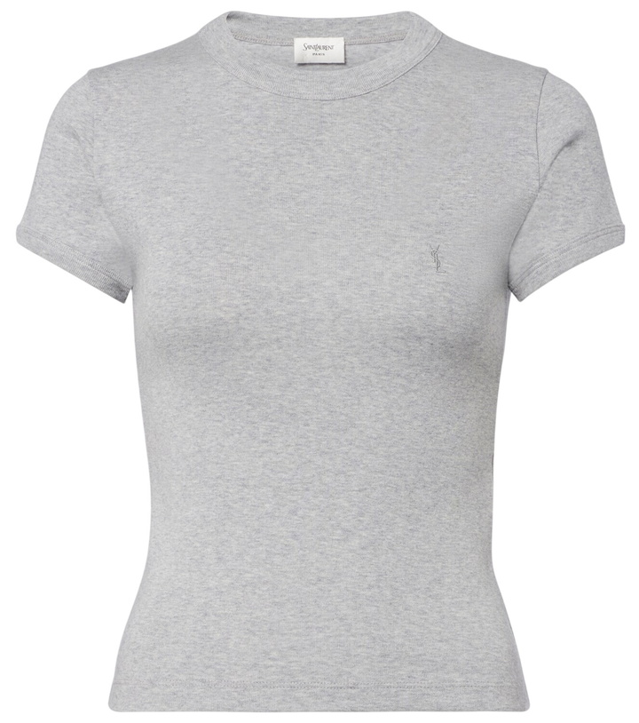 Photo: Saint Laurent Cassandre ribbed-knit cotton T-shirt
