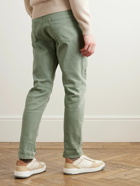 Brunello Cucinelli - Tapered Garment-Dyed Stretch-Cotton Trousers - Green