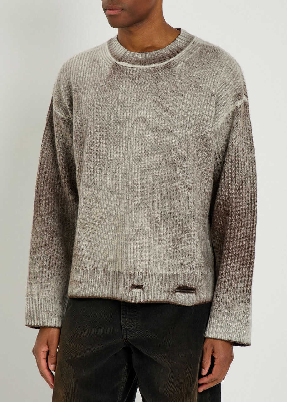 Represent Reversible Degradé Wool Jumper Black