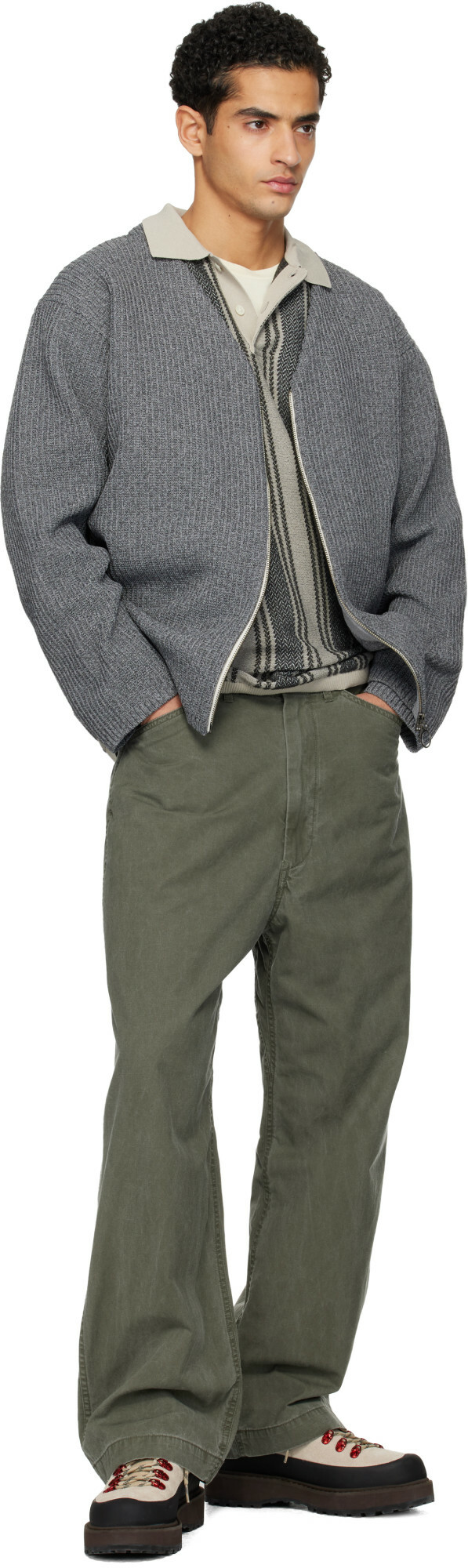 nanamica Gray OOAL 5G Zip Cardigan