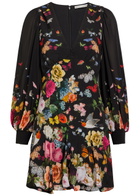 Alice + Olivia Irene Empire Waist Printed Woven Mini Dress Black