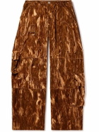 Collina Strada - Lawn Wide-Leg Crushed-Velvet Cargo Trousers - Brown