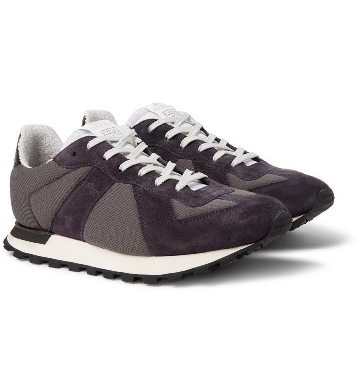 Photo: Maison Margiela - Replica Runner Mesh and Suede Sneakers - Men - Charcoal