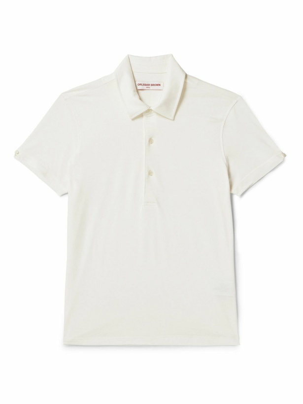 Photo: Orlebar Brown - Sebastian Slim-Fit Cotton and Silk-Blend Jersey Polo Shirt - White