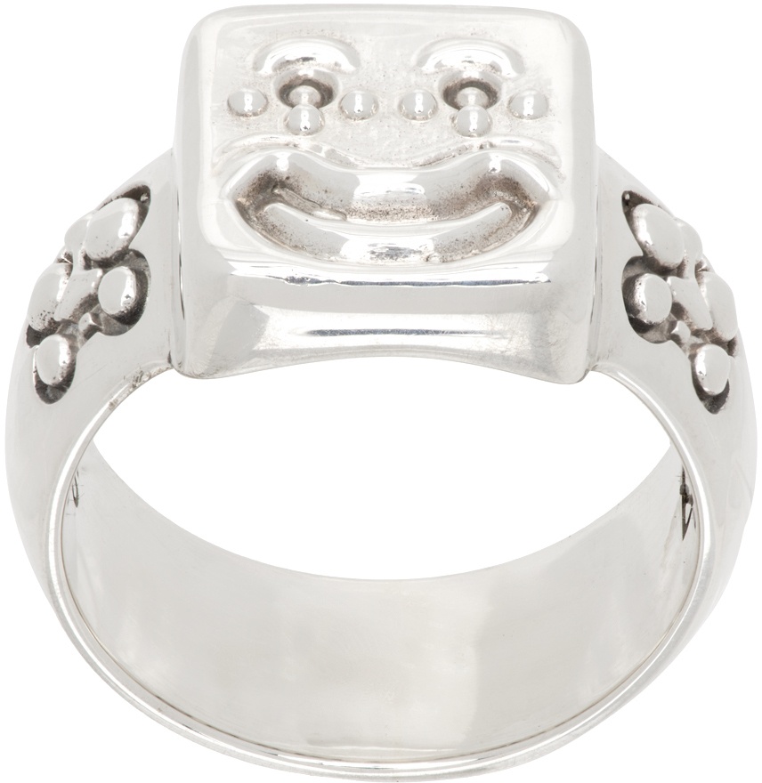 MAPLE Silver Smiley Signet Ring