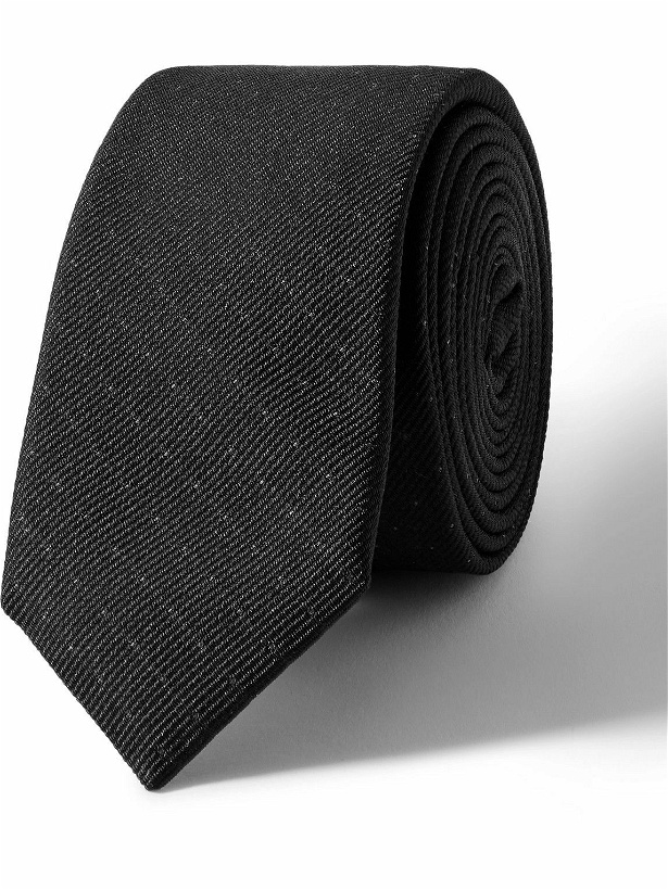 Photo: SAINT LAURENT - 5cm Polka-Dot Wool and Silk-Blend Jacquard Tie - Black