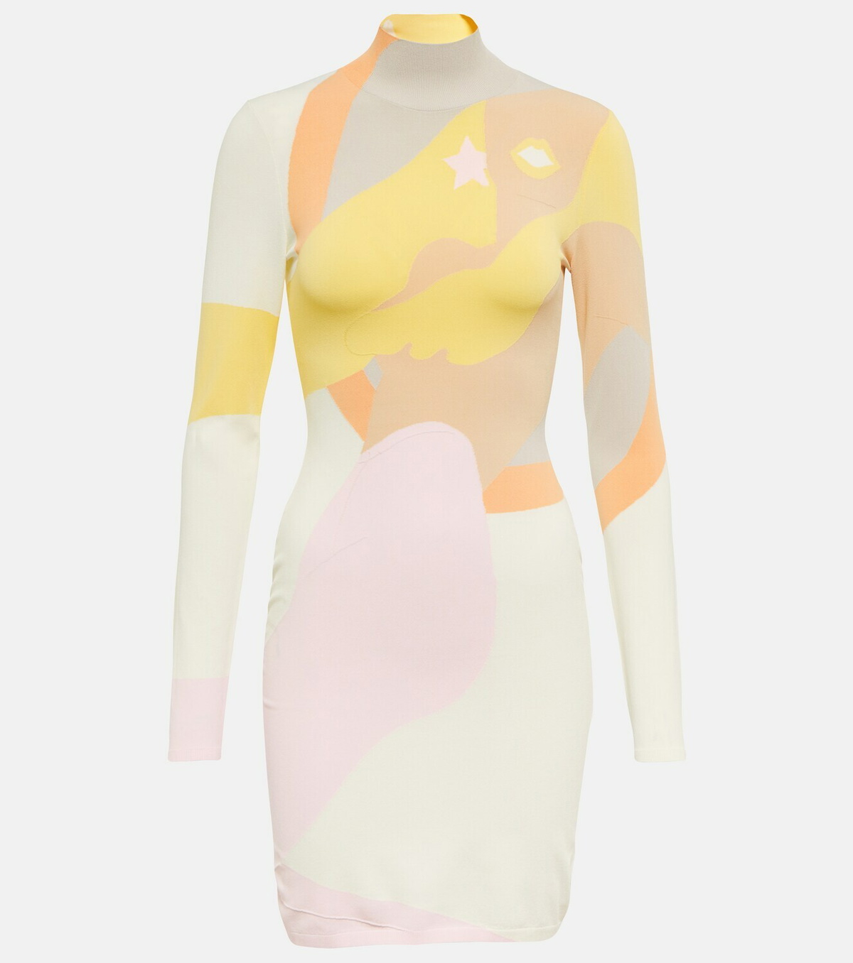 Fendi Colorblocked mockneck minidress