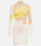Fendi Colorblocked mockneck minidress
