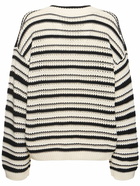 GANNI Striped Cotton V-neck Sweater