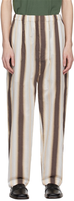 Photo: LEMAIRE Off-White & Brown Relaxed Trousers
