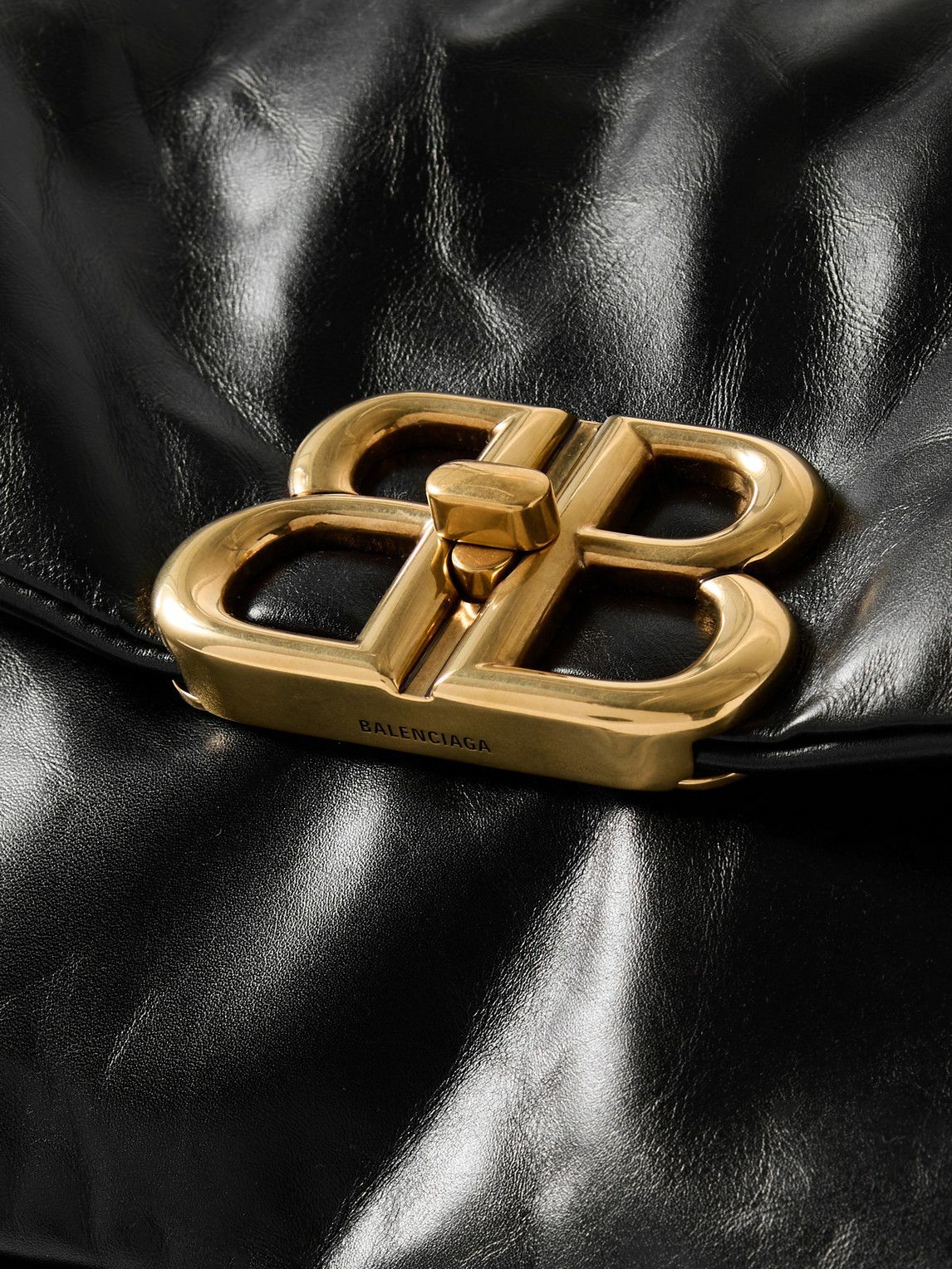 セール!!BALENCIAGA★793944 Balenciaga - Monaco Large Logo-Embellished Padded Crinkled