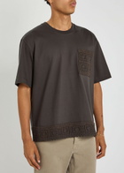 Che Inigo Crochet-trimmed Cotton T-shirt Dark Brown