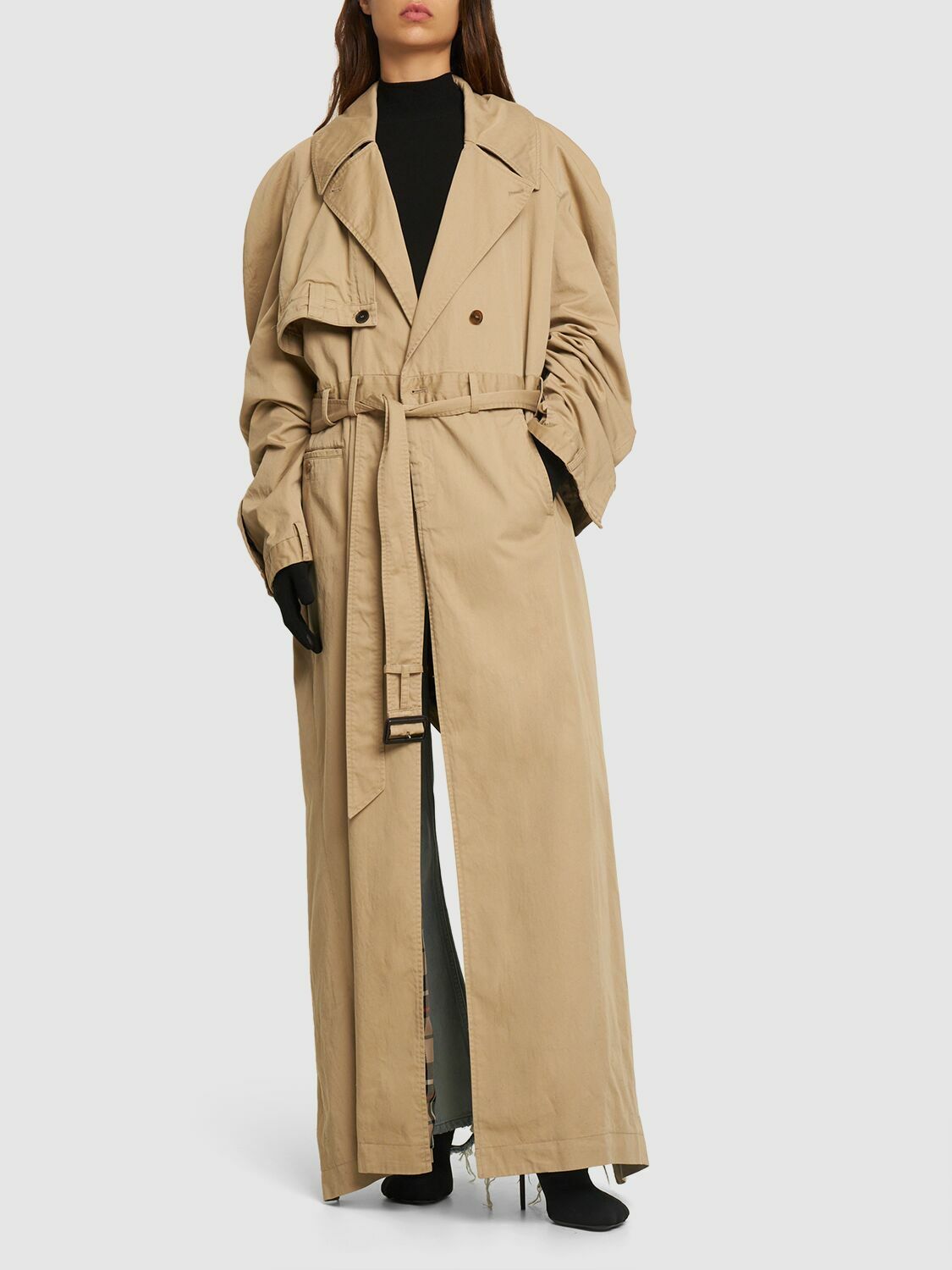 BALENCIAGA - Deconstructed Maxi Cotton Trench Coat Balenciaga