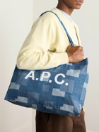 A.P.C. - Diane Logo-Print Patchwork Stonewashed Denim Tote Bag